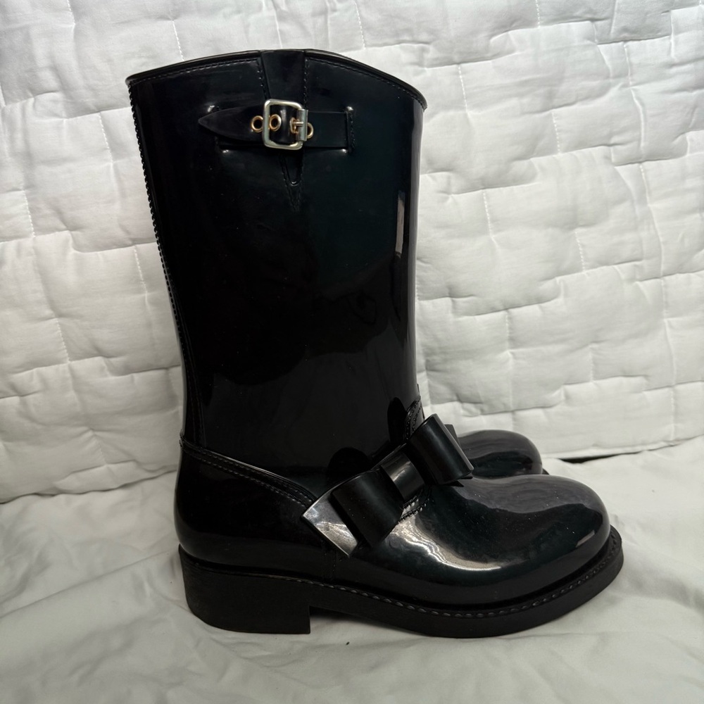 Red Valentino Black Bow Rainboots Size 9